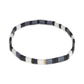 Sonateomber Tila Flat Beaded Stretch Bracelets for Women, Trendy Unique Colorful Square Beads Handmade Stack Bracelet Friendship Accessories Fashion Jewelry Gift - color: Black White