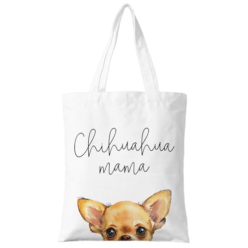 Dog Mama Canvas Tote Bag for Women, Dogs Lover Gift for Dog Mom, Birthday Christmas Cute Rottweiler Gifts For Women. - color: Chihuahua Mama (013)