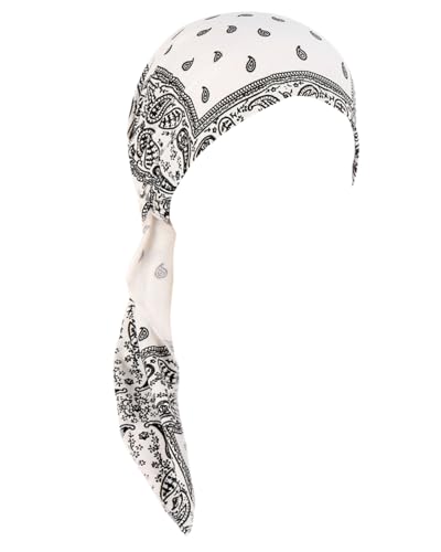 Chemo Headwear for Women Pre-Tied Head Scarf Headwraps Soft Turbans Cancer Hats Chemo Beanie Coverings Scarves - color: White Nuts