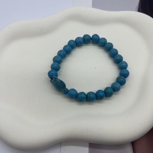 Turquoise Bracelet for Women, 8mm Beaded Stretchable Unisex Bracelet, Boho Turquoise Bead Bracelet Stone Beaded Bracelets Turquoise Jewelry for Women - color: Sea Turtle