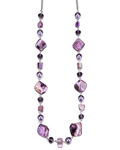 PEARL&CLUB Long Beaded Necklaces For Women - Sweater Chain Fashion Jewelry Necklace Gifts For Women - color: 35-Purple