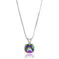 MAX + STONE Cushion Cut Gemstone Necklace | 8mm Solitaire Birthstone Necklace for Women | Gemstone Pendant Necklaces with 18 inch Box Chain - color: Mystic Topaz