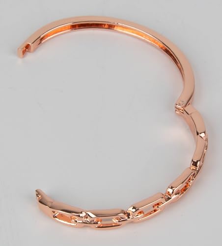 SPUNKYsoul Chain Link Buckle With Rhinestones Cuff Bracelet in Gold, Silver Rose Gold and Gun Metal for Women - style: "Lydia" Rose Gold Thin Link