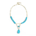 INENIMARTJ Gold Turquoise Necklace for Women Boho Turquoise Pendant Necklace Gold Chain Turquoises Necklaces Trendy Western Turquoises Jewelry for Womens - style: Turquoises A
