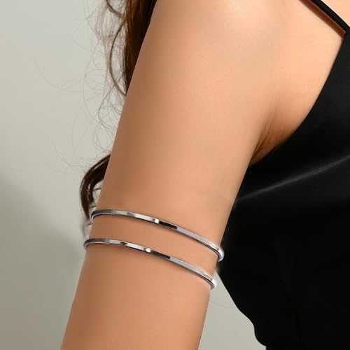 Frodete Upper Arm Cuff for Women Boho Minimalist Armlet Jewelry Outfit Accents Summer Beach Costume Party Dress Accessories Gift - color: D1:Black Arm Cuff