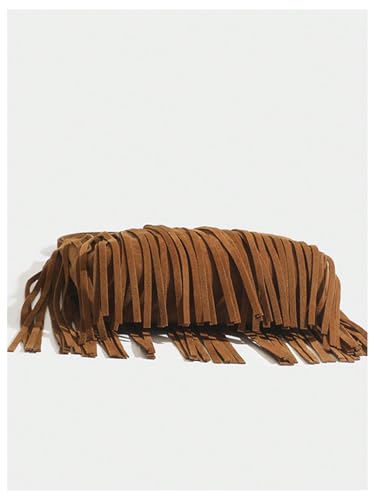 OYOANGLE Women's Fringe Bags Adjustable Strap Tassel Crossbody Bags Hippie Western Purse Cowgirl Shoulder Bag - color: Brown