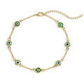 SLOONG Evil Eye Beaded Anklet Bracelets for Women, 14K Gold Plated Ankle Bracelet Jewelry Beach Beads Anklet Set Ankle Bracelets for Women - color: Green