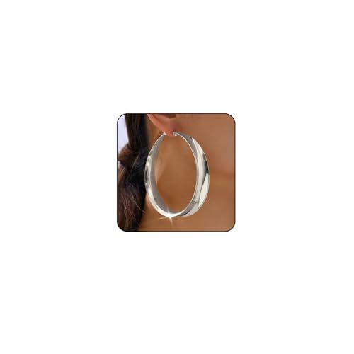 Large Hoop Earrings Lightweight Chunky Earrings for Women Chunky Earrings Big Hoop Earrings for Wedding - style: Hoop-Silver-03