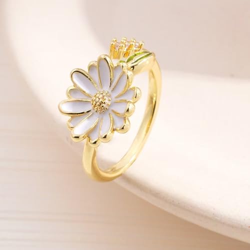 Adjustable Women's Cubic Zirconia Leaf Shaped Ring, 18K Gold-Plated Exquisite Stackable Women's Ring, A Great Gift for Her - color: P