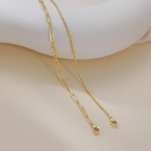 Ankle Bracelets for Women, 14K Gold Anklets for Women Waterproof Cuban Link Chain Layered Anklet Set Gold Ankle Bracelets for Women Summer Beach Foot Jewelry Gifts - color: 2 Gold Clip Chain