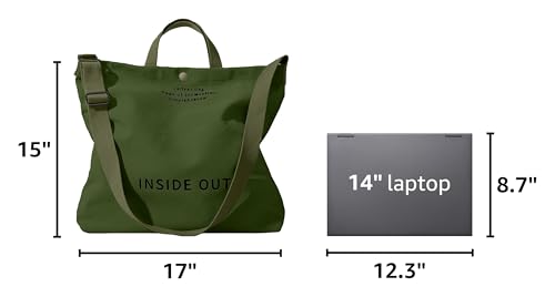 Canvas Tote Bag For Women inside out bag Crossbody Handbag with Adjustable Strap and Coin Purse for Work,Travel,Grocery - color: Army Green