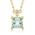 18K Gold-Plated Non Tarnish Birthstone Necklace for Women, 5A Princess Cut Cubic Zirconia Pendant, Birthday Anniversary Valentine's Gift, 18-20 Inches - color: 3-Mar-Light Sea Blue