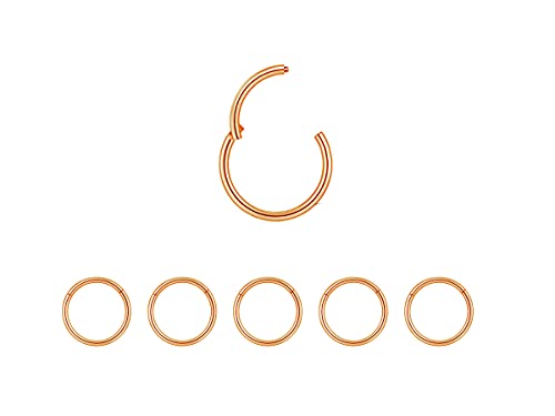 5Pcs 16G 18G Surgical Steel Nose Rings Hoop Tragus Septum Cartilage Hoop Earrings For Women Men Body Piercing Jewelry Kit Bar Length 6mm/8mm/10mm/12mm/14mm - style: 5Pcs -18G - Rose Gold - 6mm