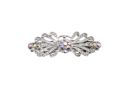 Faship Gorgeous AB Rhinestone Crystal Small Mini Floral Hair Barrette Clip - color: AB