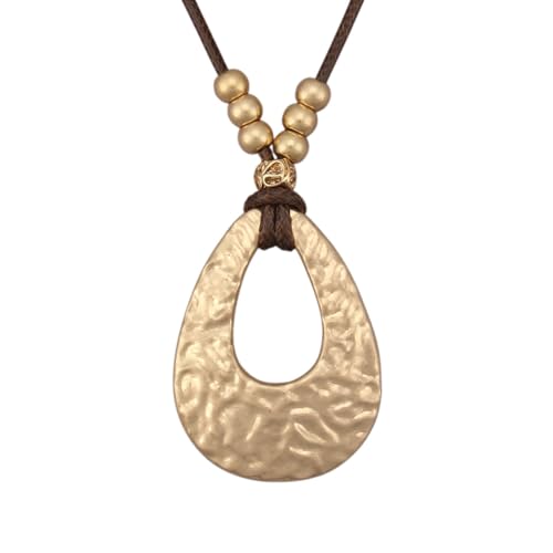 JAOYU Bohemian Necklaces for Women Leather Necklace Wood Pendant Choker Long Brown Necklace Chunky Circle Boho Hippie Jewelry - style: Bolo Choker Necklace
