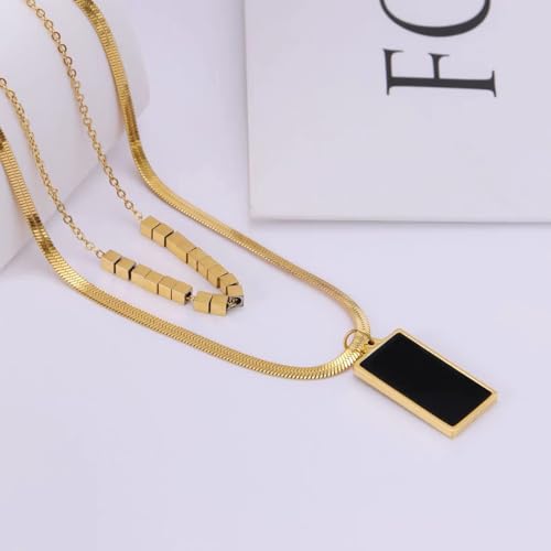 Gold Necklaces for Women Gifts - 14K Gold Plated Necklace for Women Necklaces for Her Tiny Fashion Jewelry for Teens，for Women Friends Jewelry Gifts，Necklace Gold Jewelry Birthday Gifts - style: Double layered square necklace