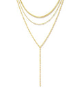 iF YOU Lariat Gold Long Necklaces for Women Trendy, Dainty 14K Gold Plated Drop Chain Necklace, Layered Rosary Beaded Y Necklaces Summer Beach Jewelry Gifts - color: Three-layer Y necklace-GLD