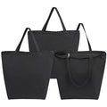 Segarty Canvas Tote, 3 Pack 20x15.7 Black Canvas Shopping Bags for Women, Reusable Natural Cotton Bag Aesthetic with Shoulder Strap, Bulk for DIY, Grocery Shopping, Beach, Travel，Gift - size: 19.7"x15.7"x7.9", style: Black_3pcs