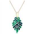 ARATLENCH Acrylic Pendant necklace Earrings – Long Statement Leaf Charm Necklace Tortoise Resin Palm Leaf Earrings Fashion Necklaces Earrings for Women - color: green-necklace
