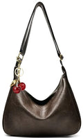 Hobo Bags for Women Leather,Foldable Slouchy Shoulder Purse Crossbody Handbag,Soft Vegan Brown Tote Casual Everyday Handbags - color: Wy22 Upgraded Coffee