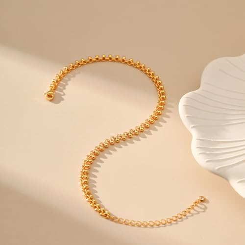 Yumikoo 18k Gold Plated Anklet Ankle Bracelets for Women - style: Gold beads string