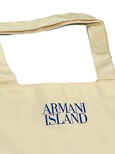 GIORGIO ARMANI Cream Canvas ARMANI ISLAND BEACH BAG Fragrance Tote Bag (LARGE 20.5 L X 13 H x 5 W) - 7462