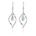 Rhodium Plate 925 Sterling Silver Hook Twist Leaf Holiday Hypoallergenic Dangle Earrings for Women Gifts Engagement Wedding with Austrian Daiamond Cut Waterdrop Crystal Hight Polished Long :1.9 IN - color: colorful