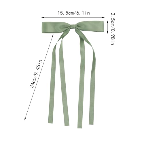 WORTL Hair Bows Clips Coquette Ribbon Bowknot with Long Tail Princess Hair Bows French Barrettes Hair Accessories for Women Girls 16PCS (Cream, Green, Purple, Black) - color: Cream, Green, Purple, Black