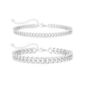 Freekiss Sterling Silver Ankle Bracelets for Women: Dainty Layered Waterproof Anklet for Women Adjustable Womens Anklet Set Stackable Figaro Beaded Cuban Link Anklets Beach Jewelry for Women - color: Layered Cuban Chain-SL