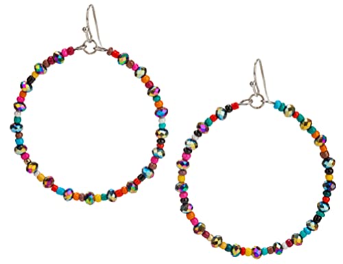 Bohemian Multi-Colored Sequin Hoop Gold Earrings - SPUNKYsoul Collection… - style: FACETED IRIDESCENT