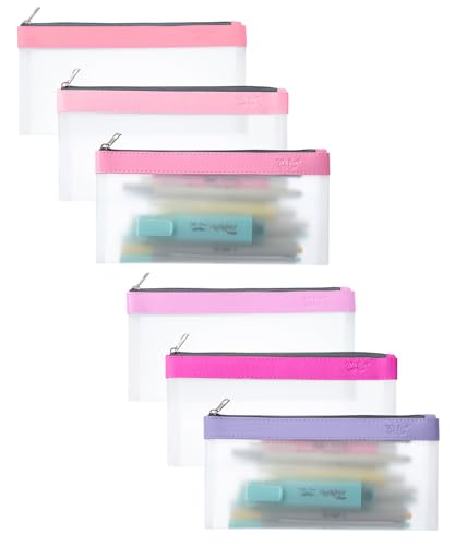 Mr. Pen- Clear Pencil Pouch, 8.50"x4.25", 6 Pack, Durable TPU Material | Medium Water-Resistant Pencil Bags with Smooth Zipper, Multipurpose Clear Pouch for Stationery, School, Office - color: Pink Shades, size: 6 Pack, Medium