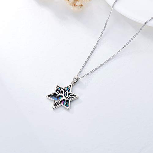 ONEFINITY Tree of Life Necklace 925 Sterling Silver Abalone Shell Celtic Knot Pendant Necklace for Women Jewelry - style: Star of David Tree