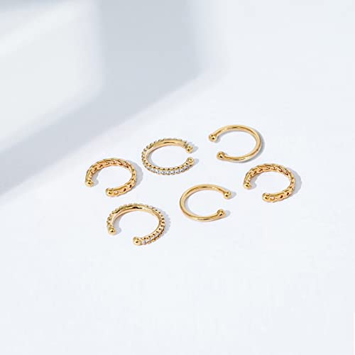 Amazon Essentials 14K Gold or Rhodium Plated Sterling Silver Set of 3 Ear Cuffs - color: Yellow Gold