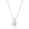 MAX + STONE 925 Sterling Silver Cushion Cut Birthstone Necklace for Women | 6mm Hypoallergenic Solitaire Necklace | Gemstone Pendant Necklaces with 18 inch Box Chain - color: Created White Sapphire