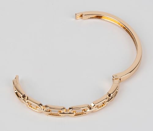 SPUNKYsoul Chain Link Buckle With Rhinestones Cuff Bracelet in Gold, Silver Rose Gold and Gun Metal for Women - style: "Lydia" Gold Thin Link