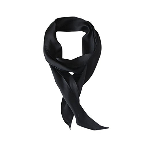 GERINLY Solid Color Long Neckerchief Pure Skinny Scarf Necktie for 50's Costume Party Wedding Cosplay Accessory Headband - color: Black