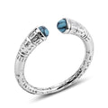 Turquoise Ring for Women Silver Open Ring with Genuine Stone Boho Adjustable Ring Western Design December Birthstone Jewelry