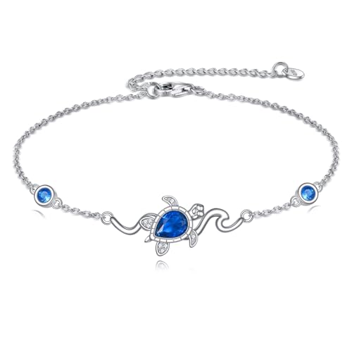 YAFEINI Ankle Bracelets for Women Sterling Silver Mermaid Turtle Ladybug Butterfly Moon Star Pineapple Anklet Link Chain Anklets Jewelry Gifts for Women - style: Silver Turtle Bracelet