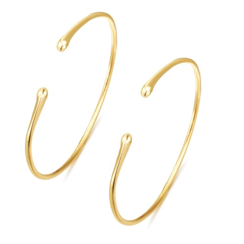 BOMAIL 2Pcs Gold Arm Cuff Bracelets Set for Women | Open Adjustable, large Upper Arm Bangles, Coil Swirl Armlet,Ren Faire Armband,Minimalist ,Goddess - style: A Style