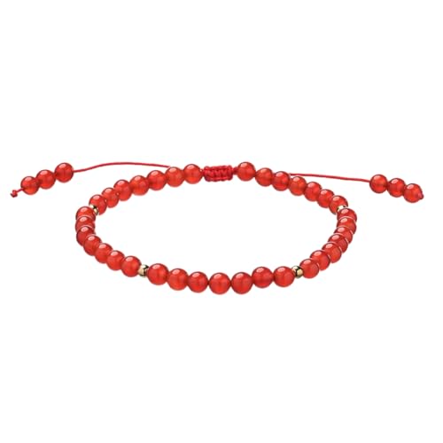 Softones 6mm Natural Stone Anklet for Women Gemstone Ankle Bracelets for Women Healing Energy Crystal Anklets Adjustable(8.5-10 Inches) - color: Red agate