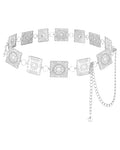 AWAYTR Chain Belt for Women – Adjustable Boho Metal Waist Chain Belt Gold Sliver for Dresses Jeans Country Concert Outfit - color: Sliver-large Square