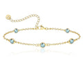 Birthstone Bracelet for Women 14K Gold Plated Dainty Link Bracelet Trendy Non Tarnish Trendy Chain Bracelets Birthday Valentines Gifts Jewelry for Women Mom Daughter Wife Sister Friend - color: 03.March