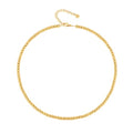 Aobei Pearl 18K Gold Plated Paperclip Chain Choker Satellite Chain Freshwater Cultured Biwa Pearl Pendant Necklace Dainty Turquoise Jewelry for Women - color: Round Ball Beads