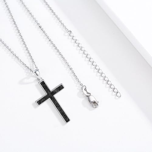 Cross Necklace 925 Sterling Silver Turquoise Christian Pendant Religious Cross Jewelry Christmas Gifts for Women Men - style: Black Onyx