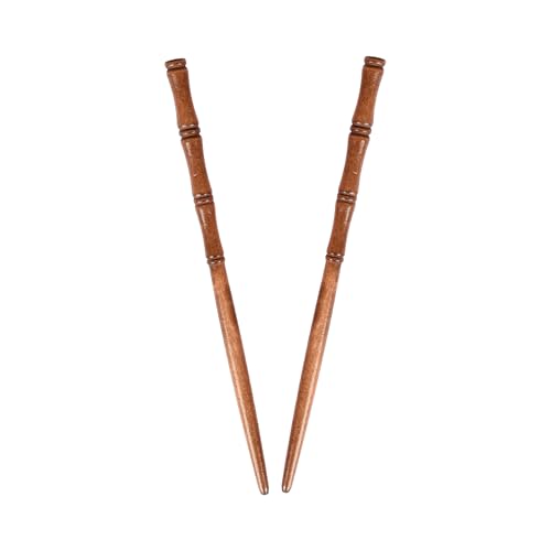 Carved Wooden Hair Sticks Set, Traditional Hair Chopsticks, 7 inches, 2 Pack, Vintage Style (Natural) - color: Natural