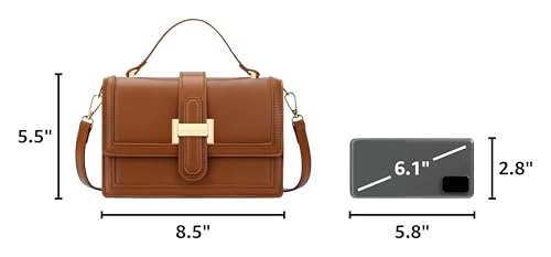 KKXIU Crossbody Bags for Women - Top Handle Purses for Lady, Leather Handbags Shoulder Clutch with Adjustable Shoulder Strap - color: B-dark Brown