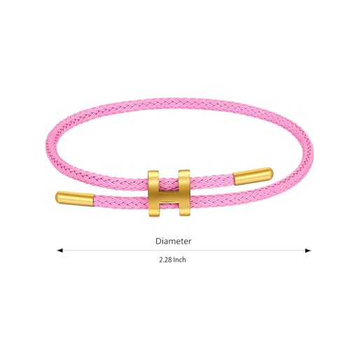 AIMADE Bracelets for Women Adjustable Charm Bracelet, 18k Gold-plated Buckle Design Titanium Steel Wire Rope Women's Gift Jewelry - color: rose-pink