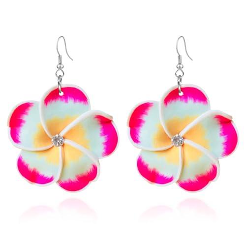 4 Pairs Tropical Bohemian Dangle Earrings For Women Hawaii Plant Daisy Flower Drop Earrings Set - color: style-4