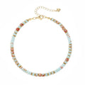 XIJIN Natural Stone Beaded Anklets for Women Handmade Beach Boho Turquoise Beads Ankle Bracelet Jewelry Gift for Her - color: P