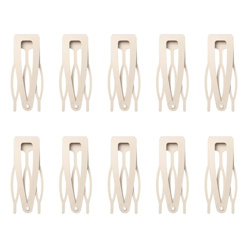 10 Pcs Double Grip Hair Clips, Sightor Metal Snap Hair Clips Hair Barrettes for Women Hair Making Salon Supplies Hair Accessories (Beige) - color: Beige